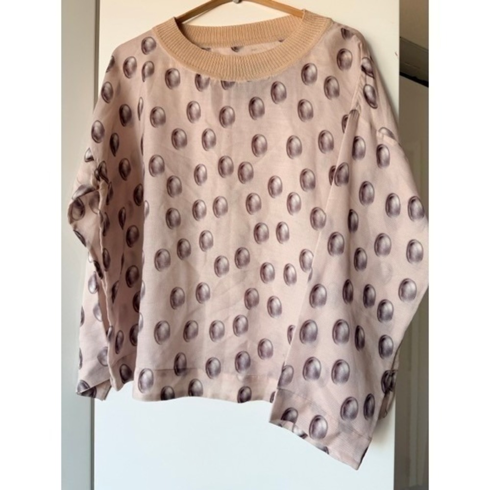 Bitte Kai Rand Danish Designer Silk Wool Cashmere Print Top Size M